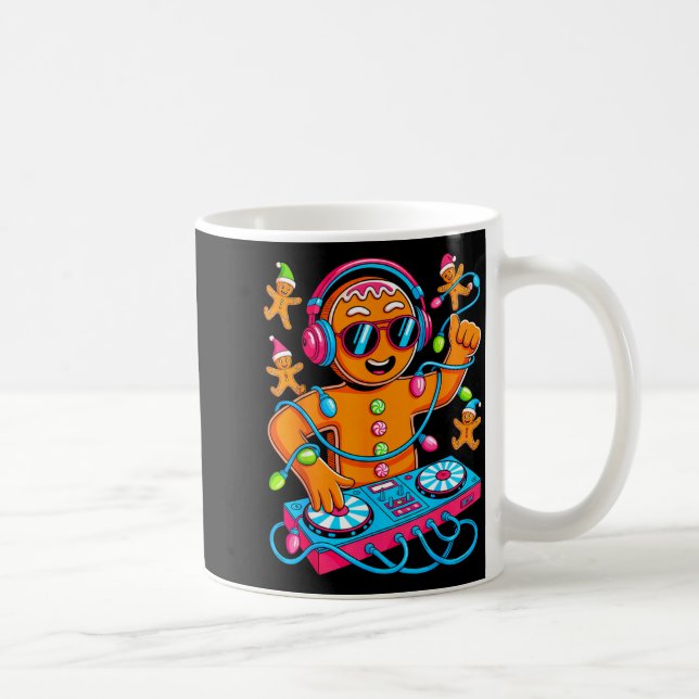Mug Retro Christmas House Music Gingerbread Dj Techno  (Droite)