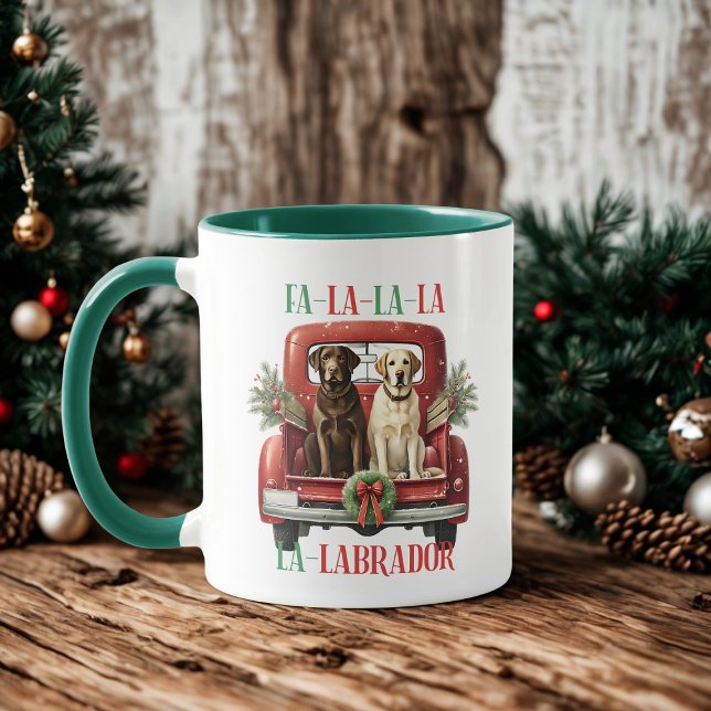 Mug Retro Christmas Truck Labrador Chien Café (Créateur téléchargé)