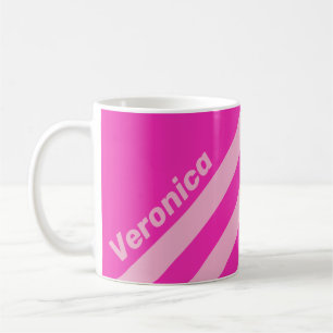 Mug Rétro Ciel Rose Trois Bandes avec Nom