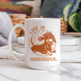 Mug Retro Dachshund "La vie est pleine de joie" Couleu