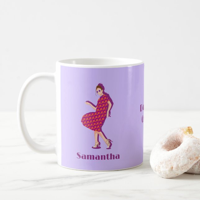 Mug Retro Dancing Queen Purple Nom Personnalisé Cafe M (Avec donut)