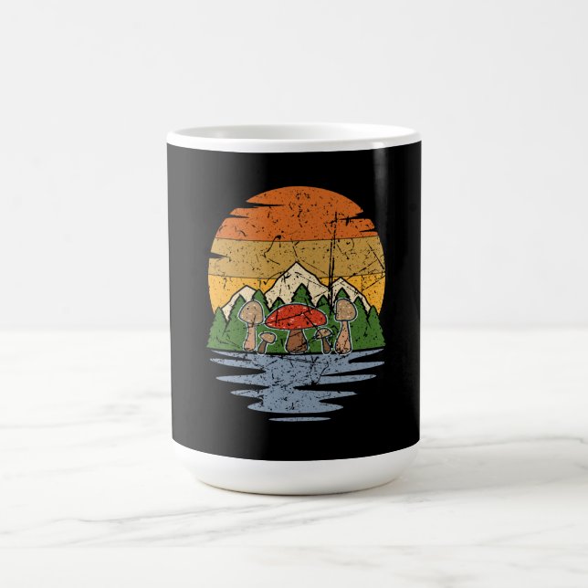 Mug Retro de cueillette de champignons (Centre)