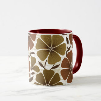 Mug Rétro floral terreux des années 70, automne chaud