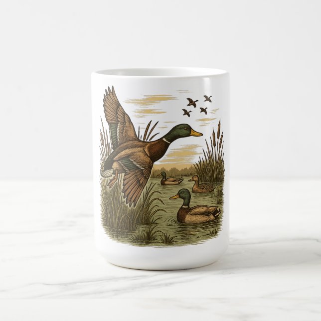 Mug Retro-Flying-Mallard-Duck-Hunting,  (Centre)