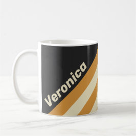 Mug Retro Golden Horizon Stripes with Name