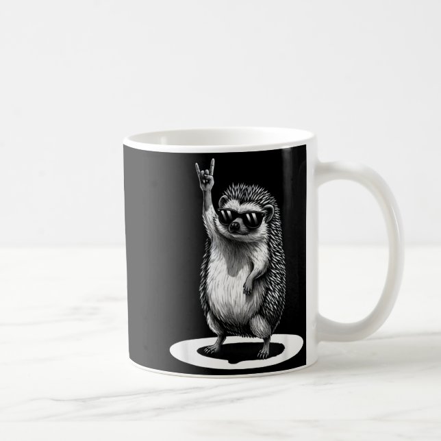 Mug Retro Hedgehog Rock Music Men Kids Women Funny Ani (Droite)