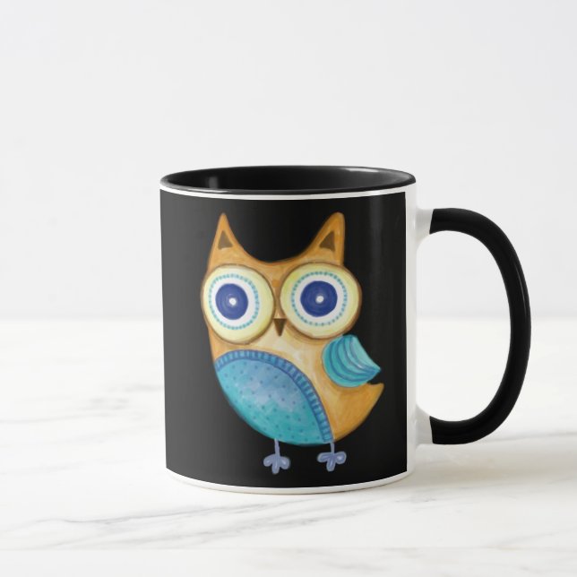 Mug Rétro hibou d'art populaire (Droite)