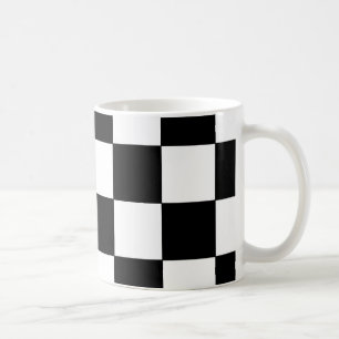 Mug Rétro hippie de damier noir et blanc