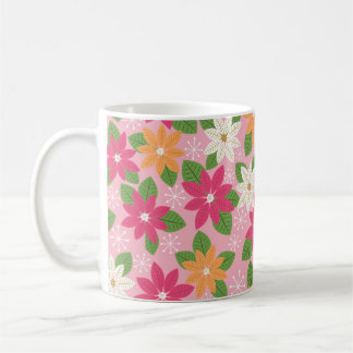 Mug Retro Holiday Poinsettia - Rose Green Orange