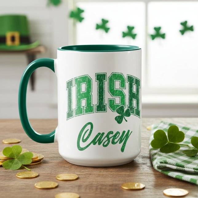 Mug Retro Irish Pride Monogram Saint Patrick's Day (Retro Irish Pride Monogram St Patrick's Day Mug)