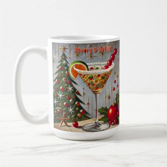 Mug Retro les années 50 Merry Bright Christmas Candy C (Gauche)