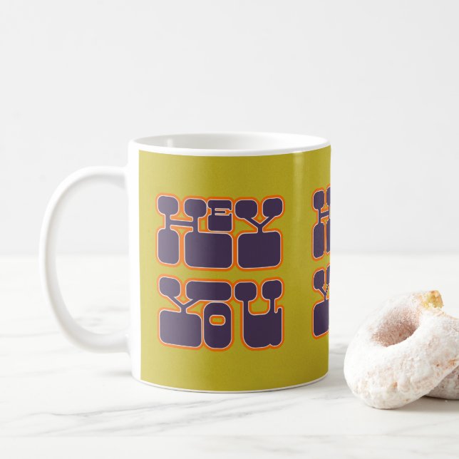 Mug Retro Lime Green Hey You (Avec donut)