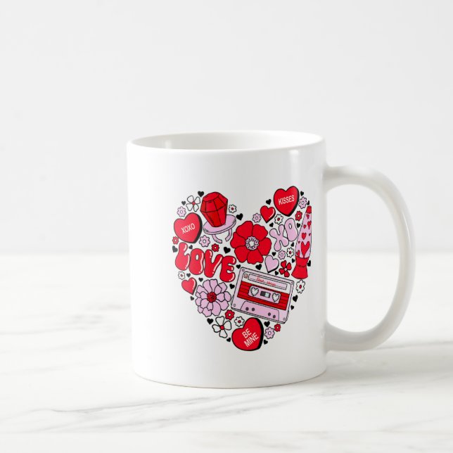 Mug Retro Love Valentines Day Xoxo Conversation Hearts (Droite)