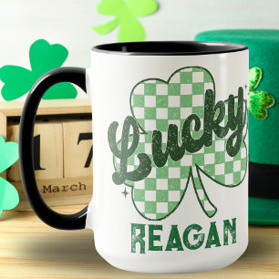 Mug Retro Lucky Shamrock St Patrick's Day Monogramme