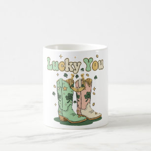 Mug Retro Lucky You Bottes de Cowboy St. Patrick's Day