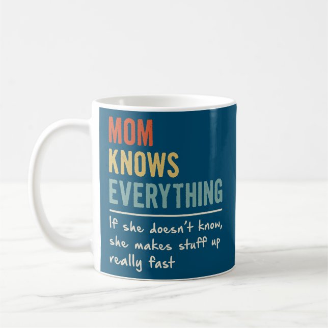 Mug Retro Maman connaît tout les femmes Mère amusante (Gauche)