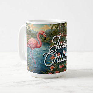 Mug Retro mignon flamant rose paradis tropical