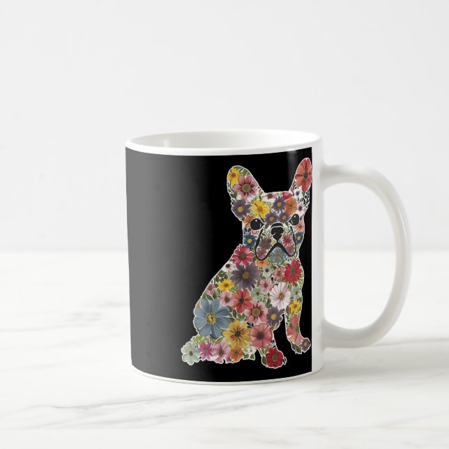Mug Retro mignon Français Bulldog Floral animal de chi (Droite)