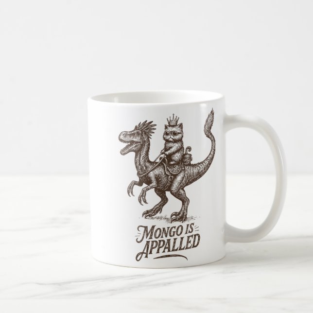 Mug Retro Mongo Is Appalled Princess Cat Riding Dinosa (Droite)