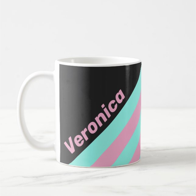 Mug Retro Night Prism Stripes with Name (Gauche)