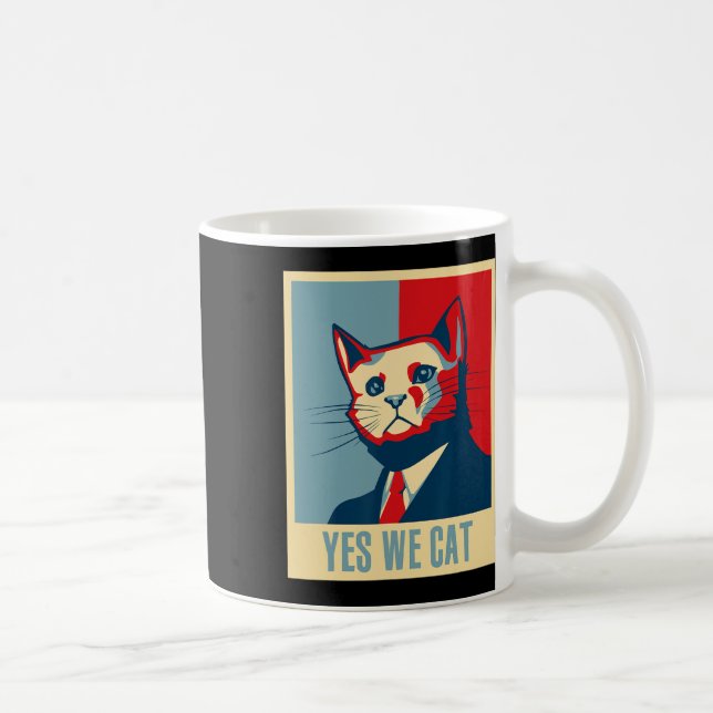 Mug Rétro Oui Nous Chat Amusant Amoureux des chats Pro (Droite)