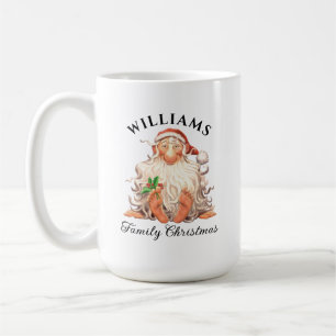 Mug Retro Père Noël Famille Noël avec nom et année