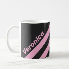 Mug Retro Pink Night Three Stripes with Name