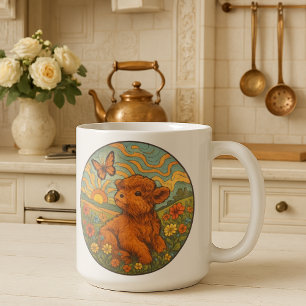 Mug Retro Psychedelic Highland Calf Inspiration