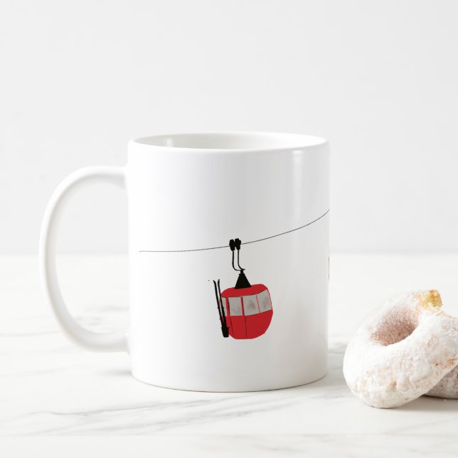 Mug Retro Red Ski Gondola Lift Personnalisé (Avec donut)