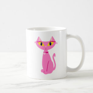 Mug Retro Rose Chat Cute Amusant Design de dessin anim