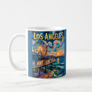 Mug Retro Santa Monica Pier Los Angeles Van Gogh Art
