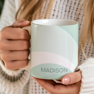 Mug Retro Super Turquoise Green Cream Nom personnalisé