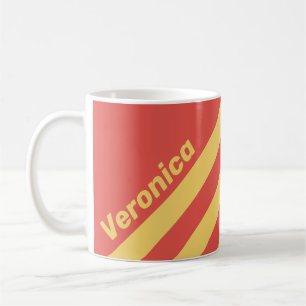 Mug Rétro Surf Coucher de soleil Trois Bandes avec Nom