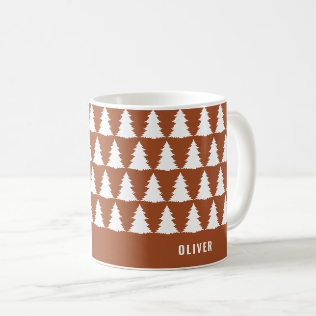 Mug Rétro Terracotta Noël Moderne Minimal unique (Devant droit)