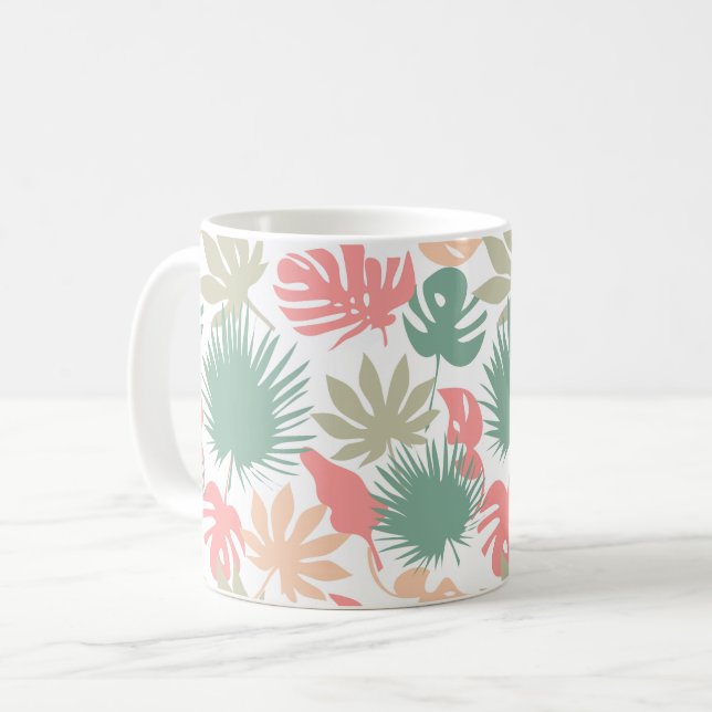 Mug Rétro, tropical, feuilles (Devant gauche)