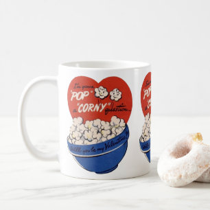 Mug Retro Valentines Day, Popcorn Pop a Corny Question