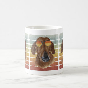 Mug Retro Vintage Sunset Red Dachshund Maman Papa