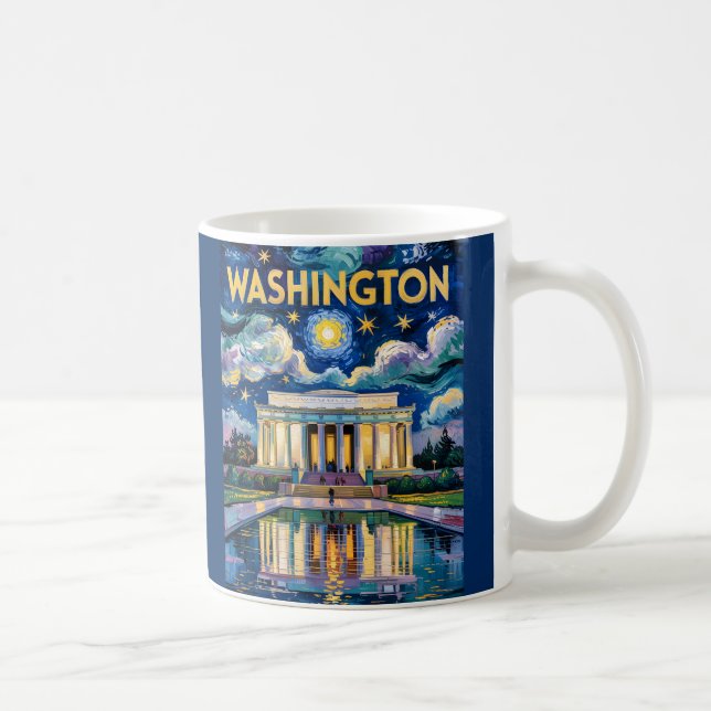 Mug Retro Washington DC Lincoln Memorial Van Gogh Art (Droite)