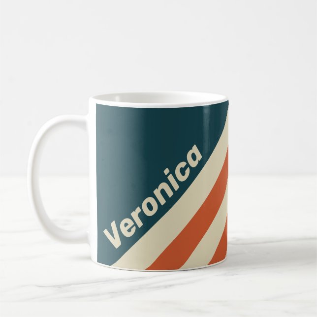 Mug Retro Wave Stripes with Name (Gauche)