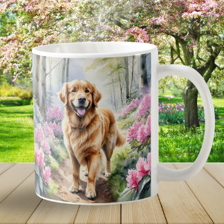 Mug Rétroaquarelle de la race de chien Retriever doré