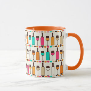 Mug Rétros bouteilles et verres de vin