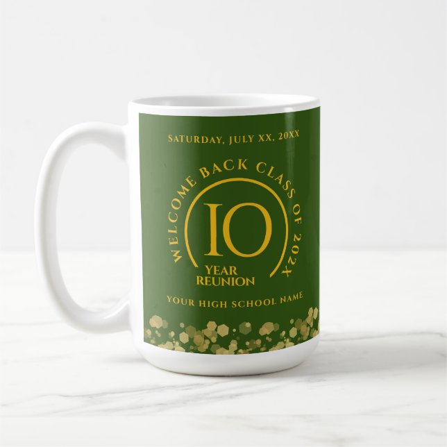 Mug Réunion de classe de l'école Green & Gold (Gauche)
