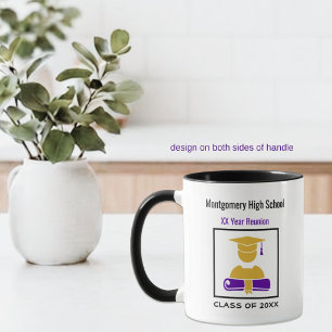 Mug Réunion des anciens du lycée personnalisée violet 