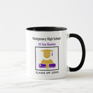 Mug Réunion secondaire personnalisée violet or