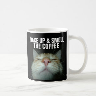 MUG RÉVEILLEZ-VOUS ET SENTEZ LE CAFÉ, GINGER CAT CAFÉ 