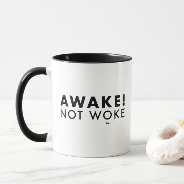 Mug Réveillez-vous ! Pas de boue combo LOGO Woke™ (Avec donut)