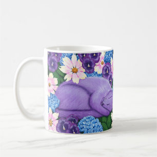 Mug Rêver, Dormir Chat pourpre en Fleurs