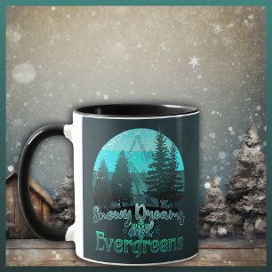 Mug Rêves de neige et Evergreens Retro Sunset