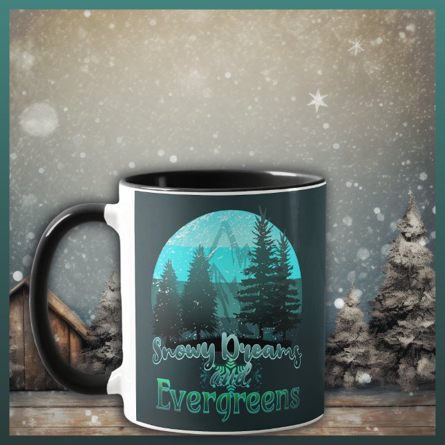 Mug Rêves de neige et Evergreens Retro Sunset (Créateur téléchargé)