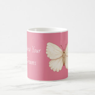 Mug Rêves de papillon blanc rose